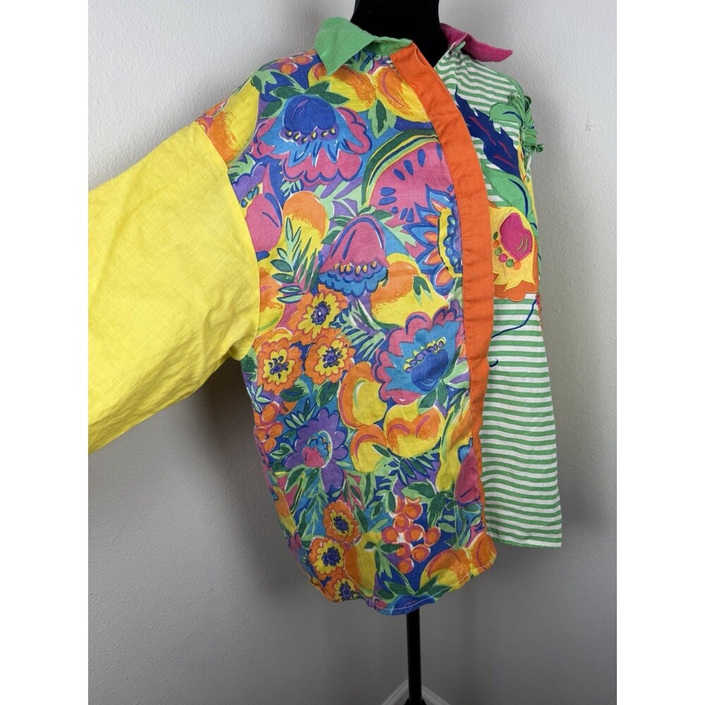 Victor Costa Designer Collection Colorful Patchwork Shirt Womens Size 12 Ramee - Picture 14 of 16